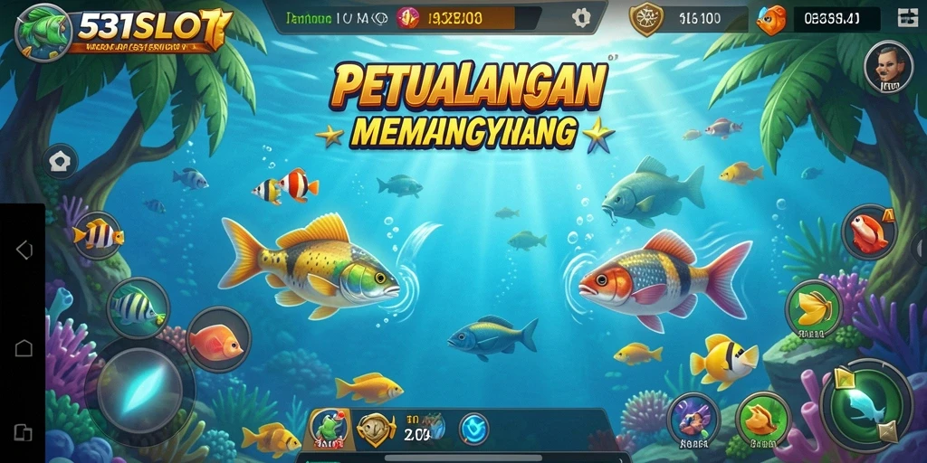 Tampilan gameplay <strong>531SLOT</strong> saat menangkap ikan di laut.