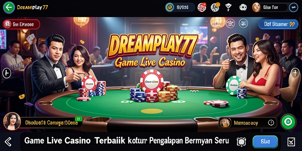 Tampilan gameplay seru di <strong>DREAMPLAY77</strong> dengan dealer langsung dan interaksi nyata.