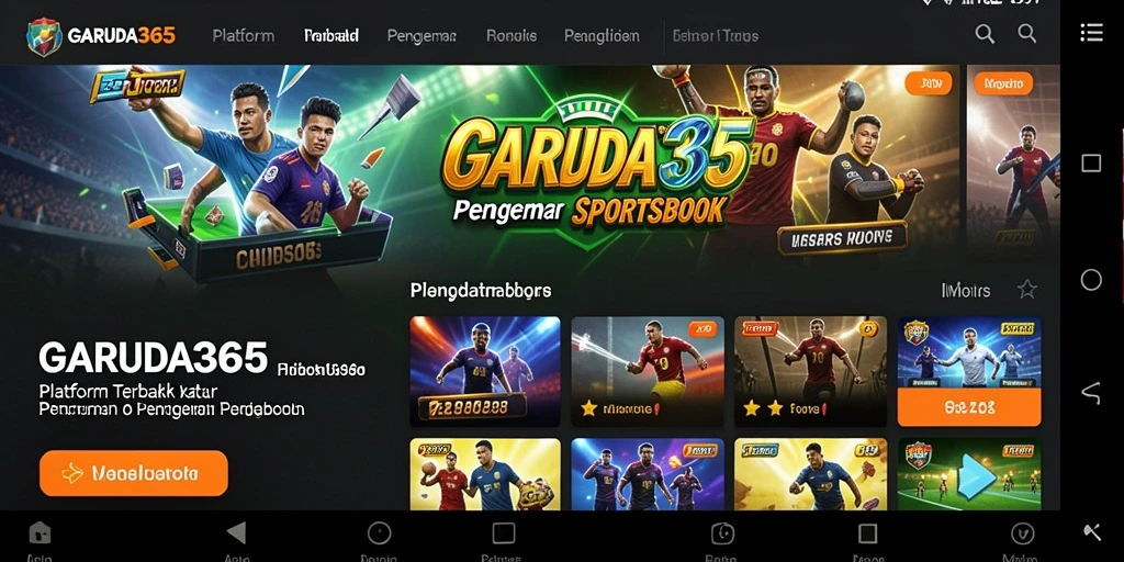 Tampilan utama GARUDA365 menampilkan berbagai pilihan olahraga untuk taruhan.