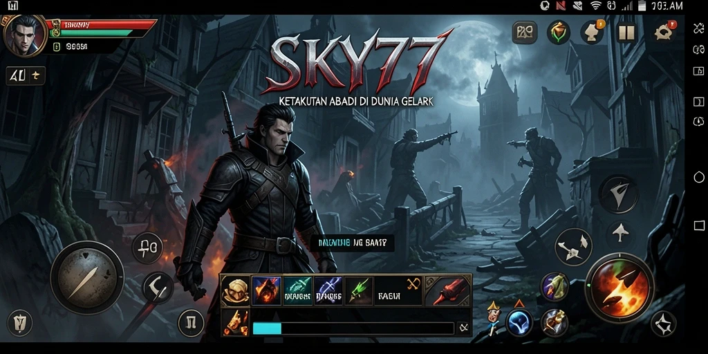 Tampilan gameplay <strong>SKY77</strong> yang menegangkan di dunia horor.