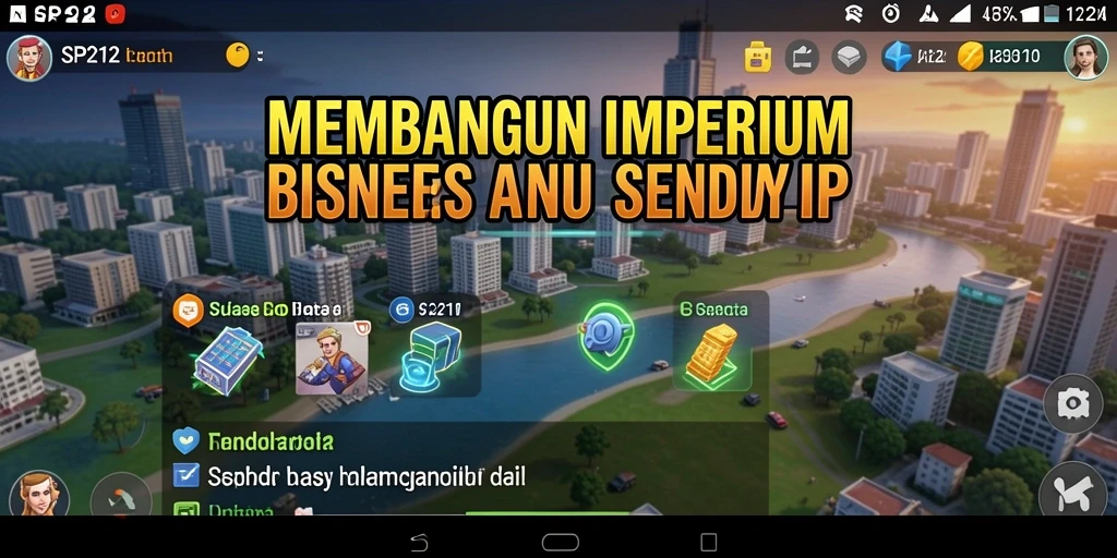 Screenshoot dari gameplay SP212 yang menunjukkan aksi membangun bisnis.